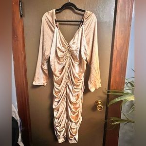 Gold Ruched Dress 2X